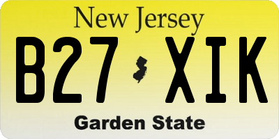 NJ license plate B27XIK