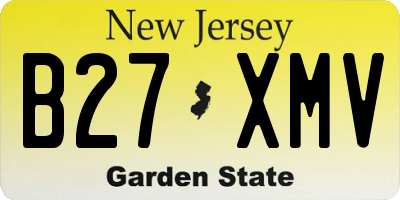 NJ license plate B27XMV