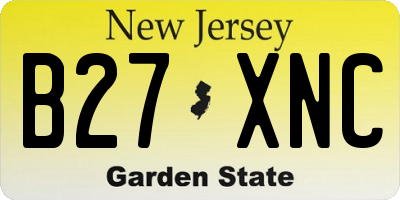 NJ license plate B27XNC