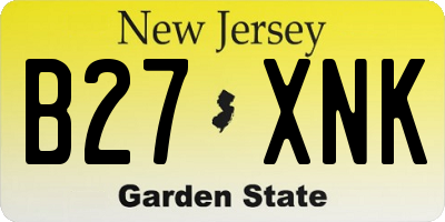 NJ license plate B27XNK