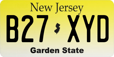 NJ license plate B27XYD