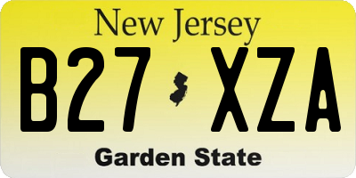 NJ license plate B27XZA