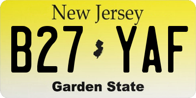 NJ license plate B27YAF