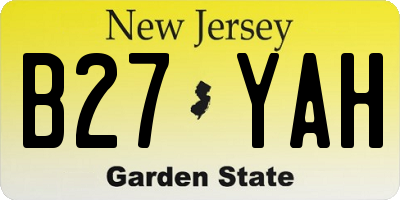 NJ license plate B27YAH