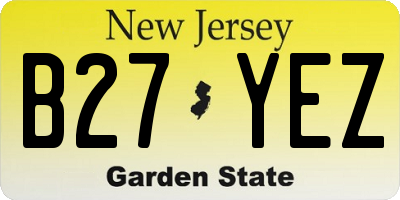 NJ license plate B27YEZ