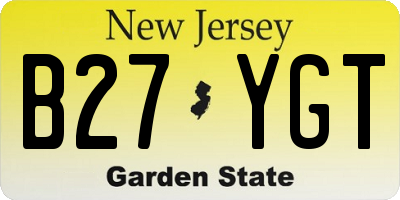 NJ license plate B27YGT