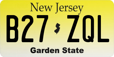 NJ license plate B27ZQL