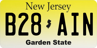 NJ license plate B28AIN