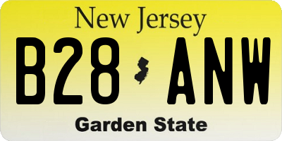 NJ license plate B28ANW