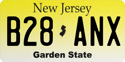 NJ license plate B28ANX