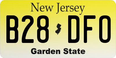 NJ license plate B28DFO