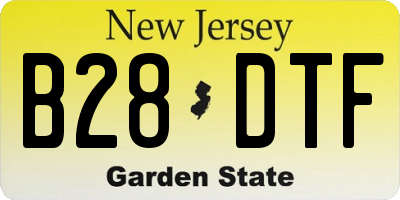 NJ license plate B28DTF