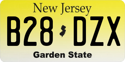 NJ license plate B28DZX