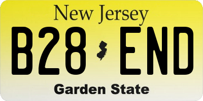 NJ license plate B28END