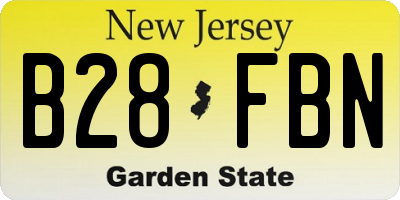 NJ license plate B28FBN