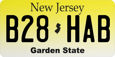 NJ license plate B28HAB