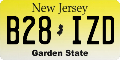 NJ license plate B28IZD