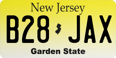 NJ license plate B28JAX