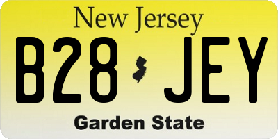 NJ license plate B28JEY