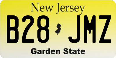 NJ license plate B28JMZ