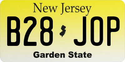 NJ license plate B28JOP
