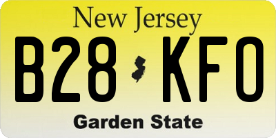 NJ license plate B28KFO