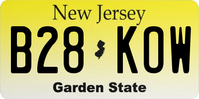 NJ license plate B28KOW