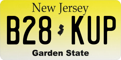 NJ license plate B28KUP
