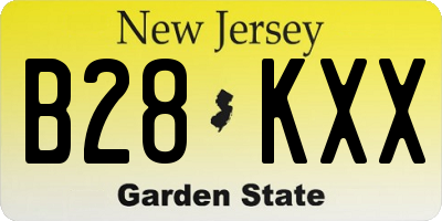 NJ license plate B28KXX