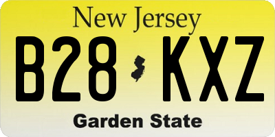 NJ license plate B28KXZ