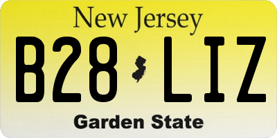 NJ license plate B28LIZ