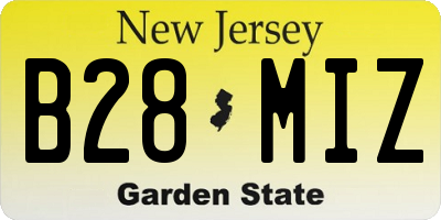NJ license plate B28MIZ