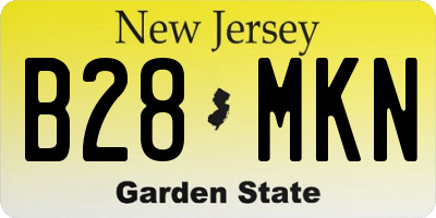 NJ license plate B28MKN