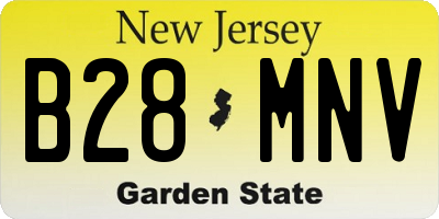 NJ license plate B28MNV