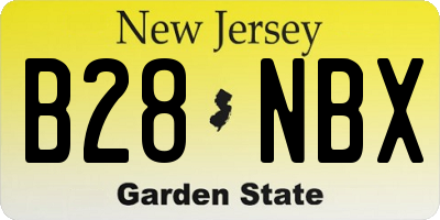 NJ license plate B28NBX