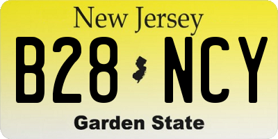 NJ license plate B28NCY