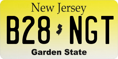 NJ license plate B28NGT