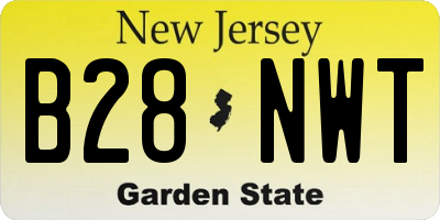 NJ license plate B28NWT