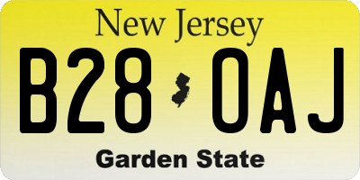 NJ license plate B28OAJ
