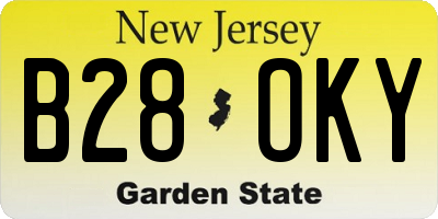 NJ license plate B28OKY