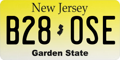 NJ license plate B28OSE