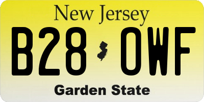 NJ license plate B28OWF