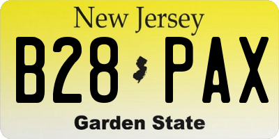 NJ license plate B28PAX