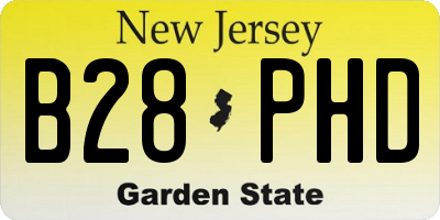 NJ license plate B28PHD