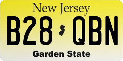 NJ license plate B28QBN