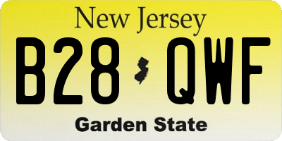 NJ license plate B28QWF