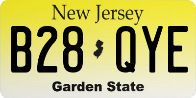 NJ license plate B28QYE