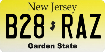 NJ license plate B28RAZ