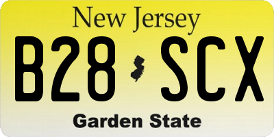 NJ license plate B28SCX