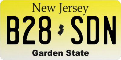NJ license plate B28SDN